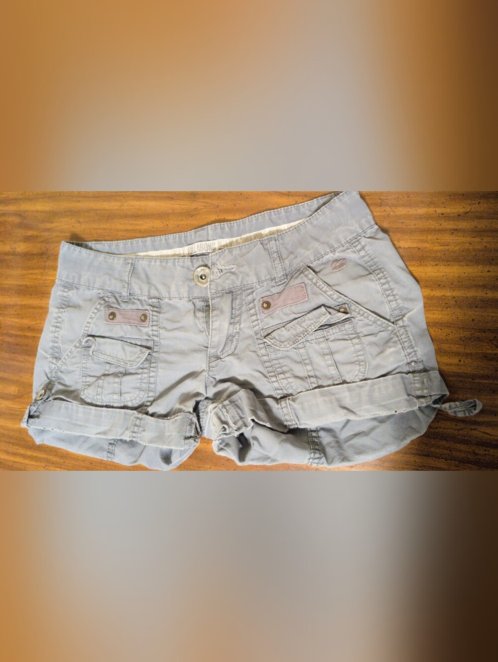 Billabong Women's Pale Gray Cargo Shorts with Pocket Details